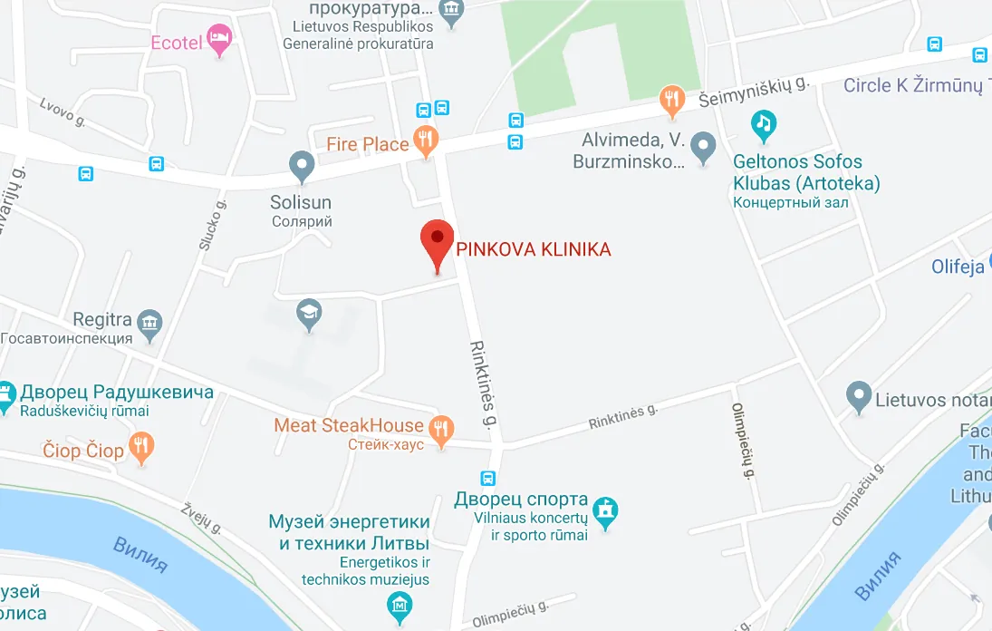 Žemėlapis: PINKOVA klinikos vieta Vilniuje